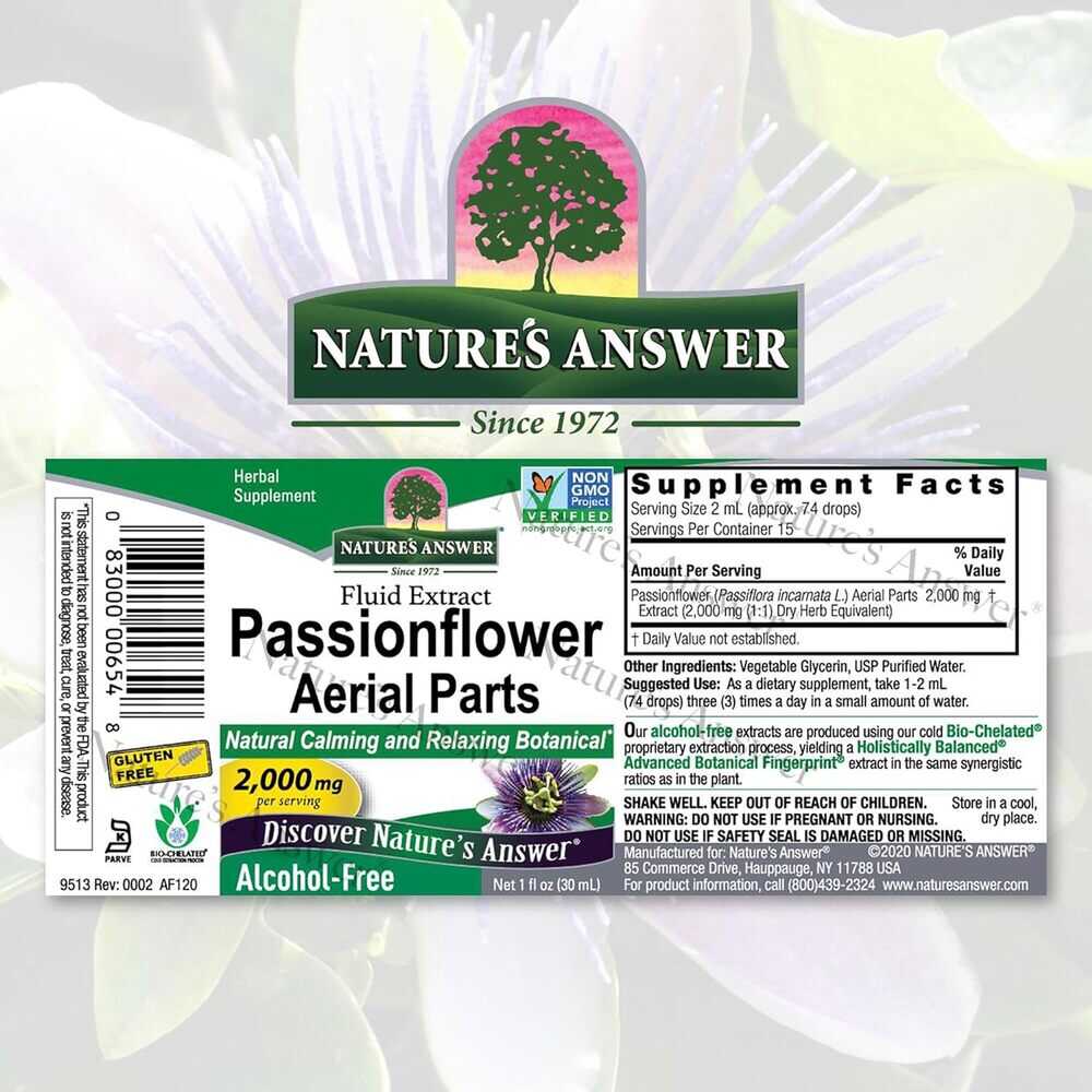 Nature's Answer - Ekstrakt z Męczennicy bez Alkoholu 2000 mg, 30 ml - obrazek 3