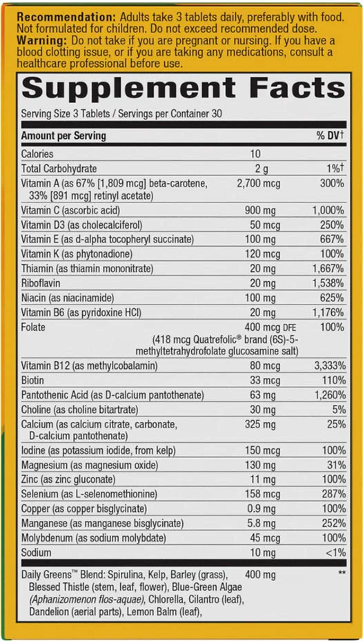 Nature's Way - Alive!® Max3 Dzienny Multivitamin Bez Żelaza (90 Tabletek) - obrazek 2
