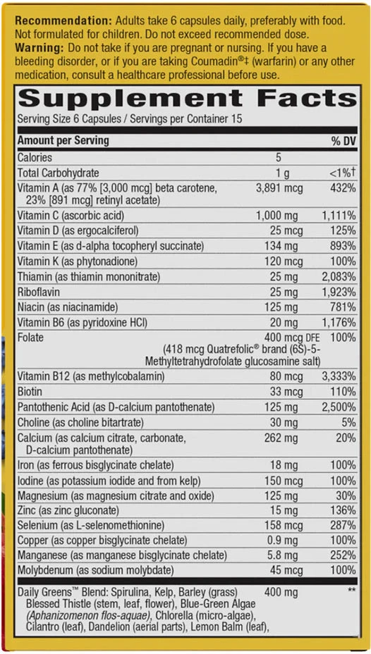 Nature's Way - Alive!® Maksymalna Potencja, Codzienny Multivitamin (90 Kapsułek) - obrazek 2