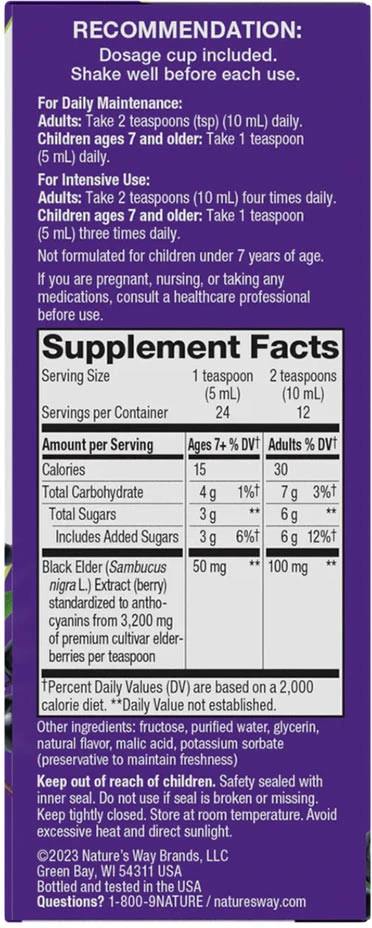 Nature's Way - Syrop Sambucus na Wzmocnienie Odporności (120 ml) - obrazek 2