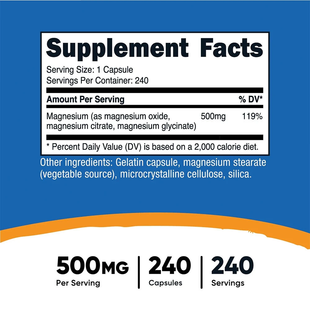 Nutricost - Kompleks magnezu 500 mg (240 kapsułek) - obrazek 2
