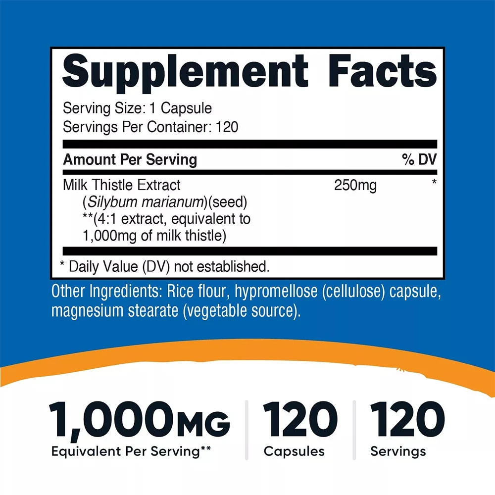 Nutricost - Ostropest Plamisty 1000 mg (120 Kapsułek) - obrazek 2