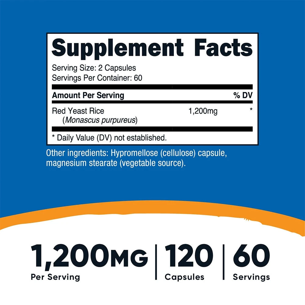 Nutricost - Czerwony Ryż Drożdżowy w Kapsułkach 1200 mg (120 Kapsułek) - obrazek 2