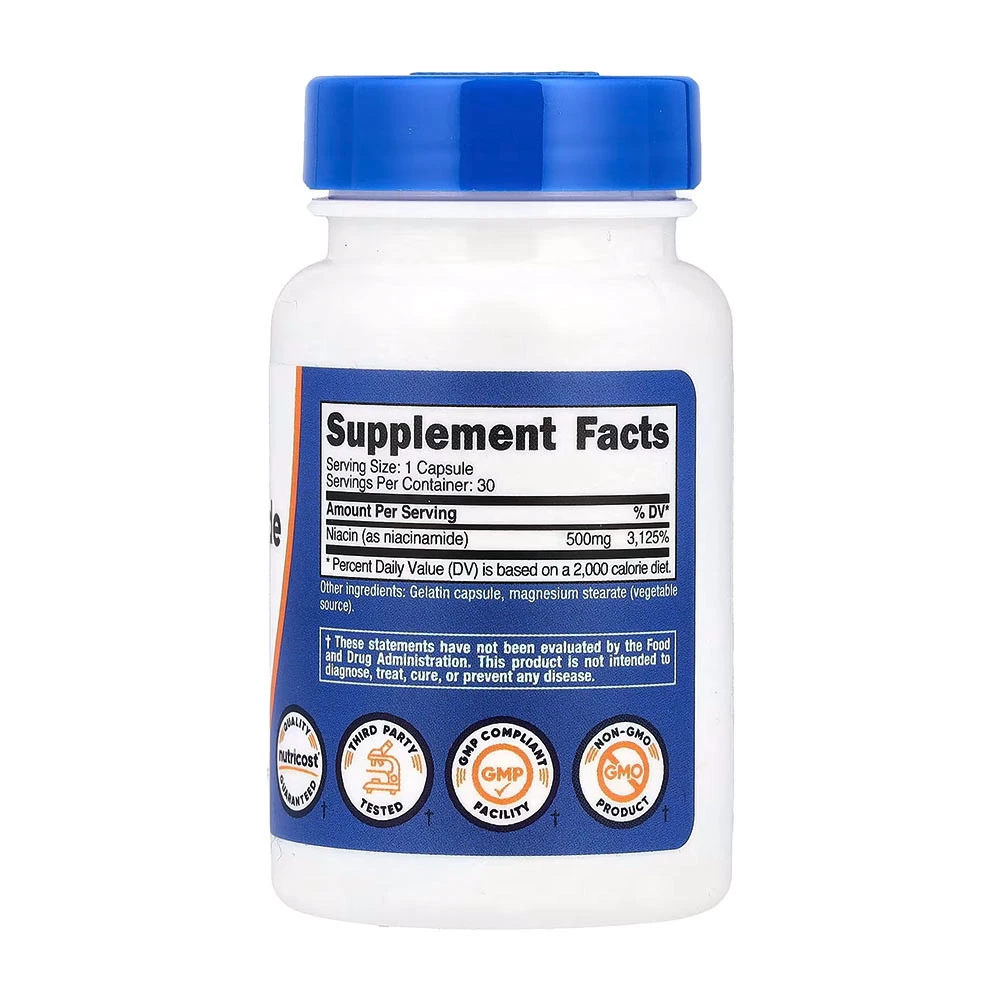 Nutricost - Witamina B3 Niacynamid 500 mg (30 kapsułek) - obrazek 2