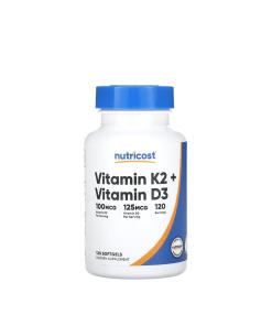 Nutricost Vitamin K2 (MK7) (100 mcg) + Vitamin D3 (5000 IU) (120 kapsułek)