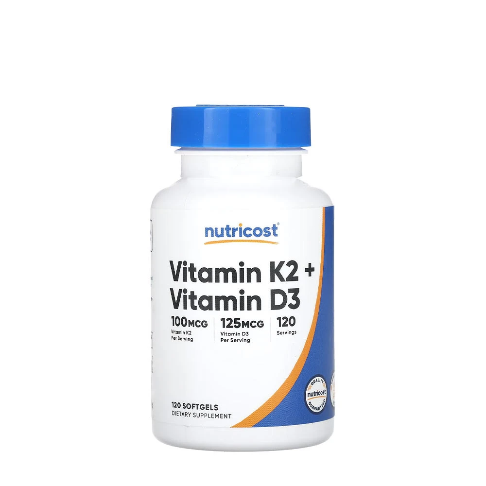 Nutricost Vitamin K2 (MK7) (100 mcg) + Vitamin D3 (5000 IU) (120 kapsułek)