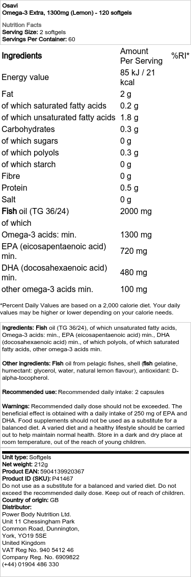 1300 mg (Citron) - 120 bløde kapsler