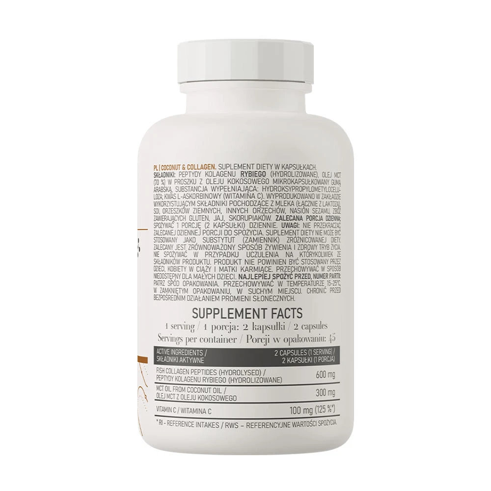 OstroVit - Kolagen i olej MCT z kokosa (90 kapsułek) - obrazek 3