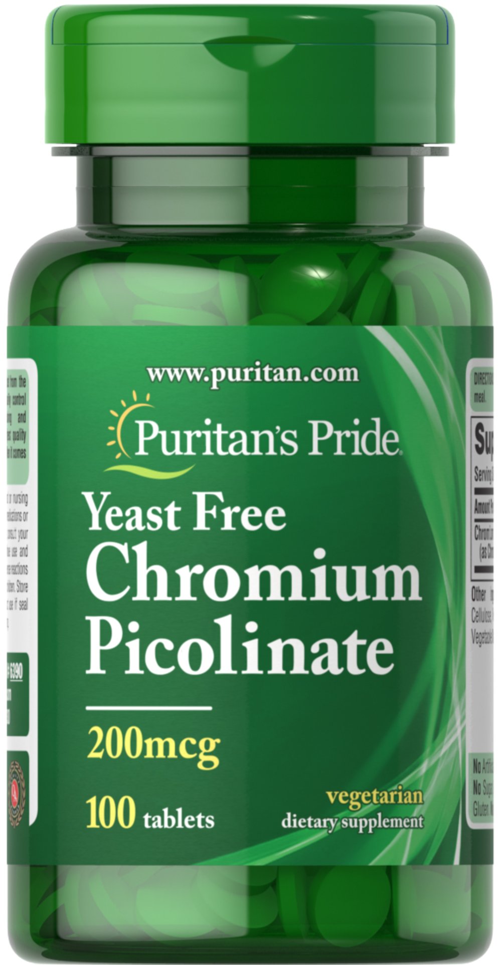 Puritan's Pride - Krom Picolinat, 200 mcg - 100 tabletter