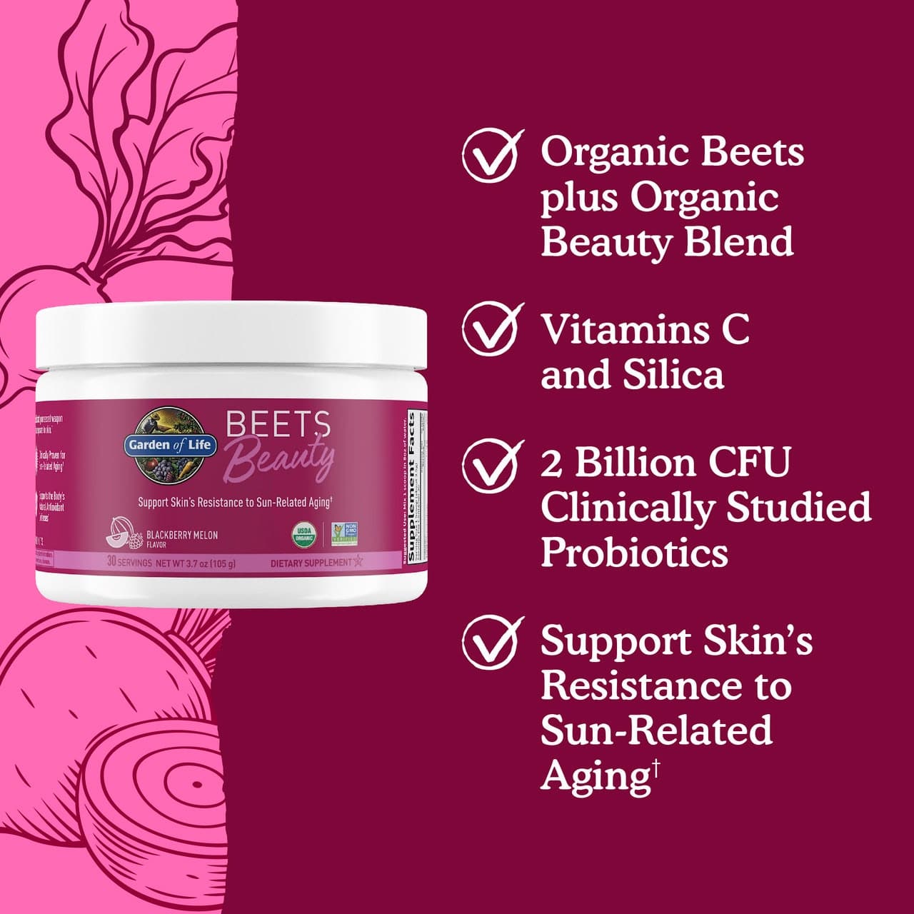 Burak Piękność Czarna Porzeczka Melon 105g Proszek - obrazek 4