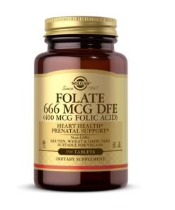 SOLGAR Folate 666 mcg DFE (400 mcg kwasu foliowego) (250 tabletek)