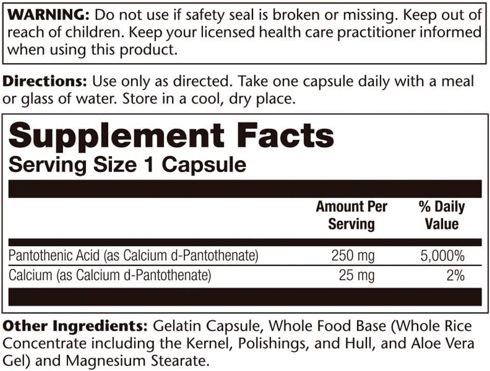 Solaray - Kwas pantotenowy 250 mg, 100 kapsułek - obrazek 3
