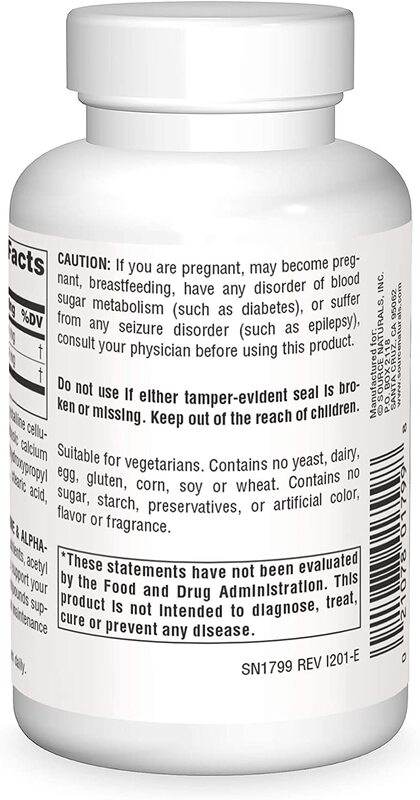 Source Naturals - Acetylo-L-karnityna i kwas alfa-liponowy 650 mg, 60 tabletek wegetariańskich - obrazek 4