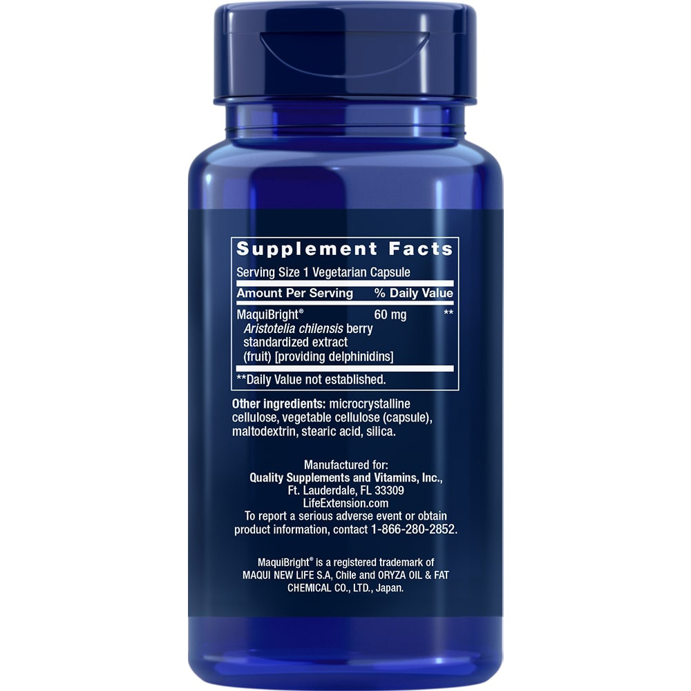 Wsparcie dla Oczu z Ekstraktem z Jagód Maqui (MaquiBright), 60 mg - 30 kapsułek wegetariańskich - obrazek 5