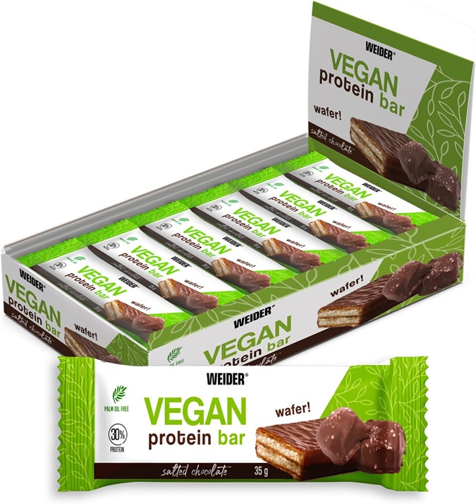 Weider - Vegansk Proteinbar, Saltet Chokolade - 12 x 35g