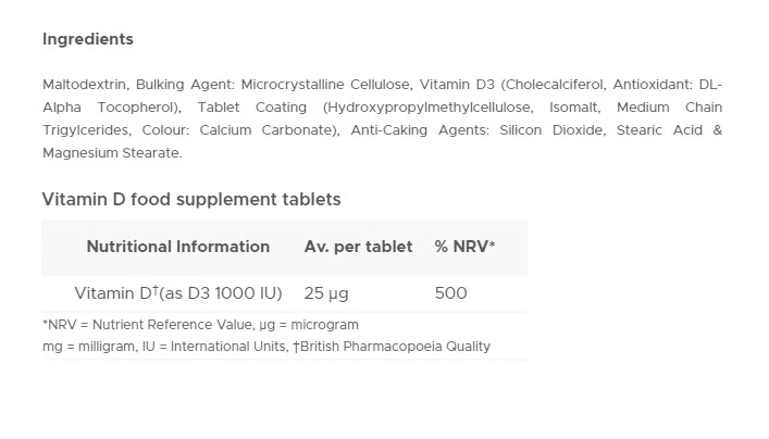 Vitabiotics - Vitabiotics Ultra Witamina D 1000 IU (96 tabletek) - obrazek 2