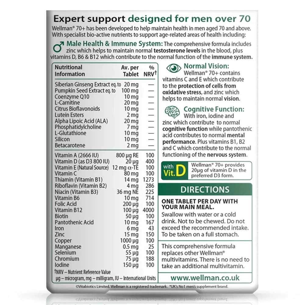 Vitabiotics - Wellman 70+ (30 tabletek) - obrazek 2