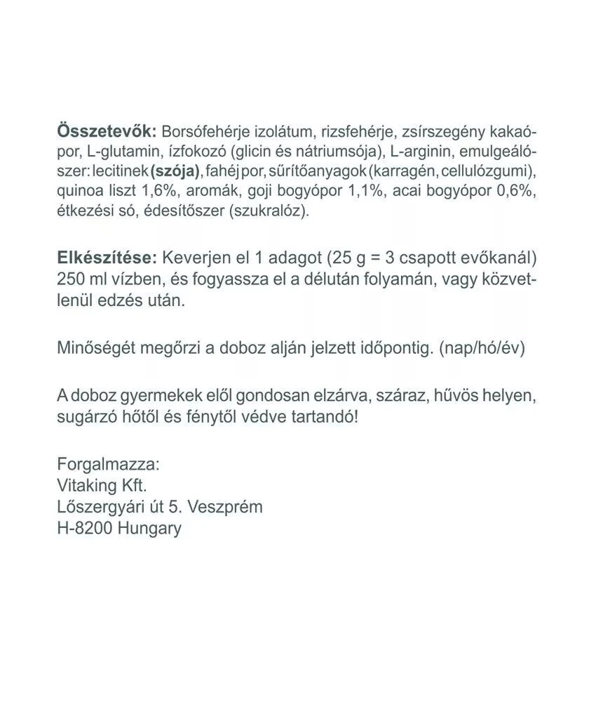 Vitaking - 100% wegański proszek białkowy (400 g, czekolada cynamonowa) - obrazek 3