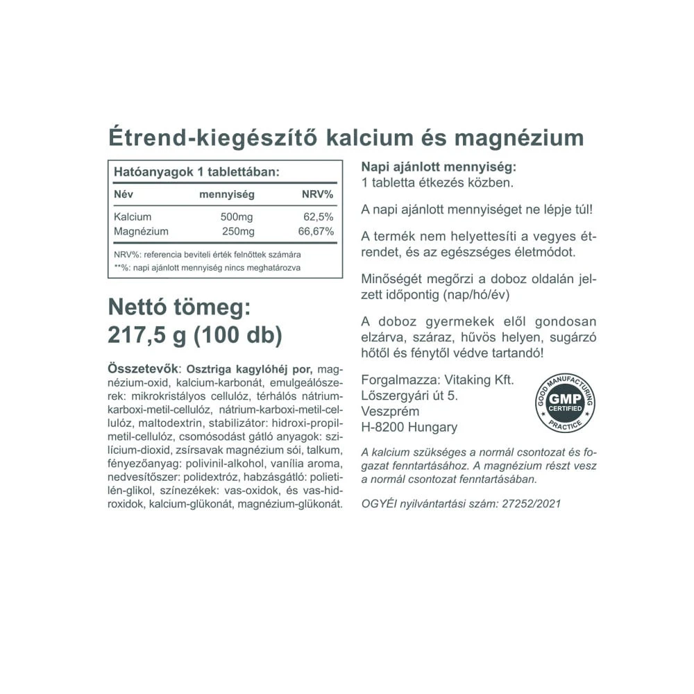 Vitaking - Wapń z Magnezem (100 tabletek) - obrazek 2