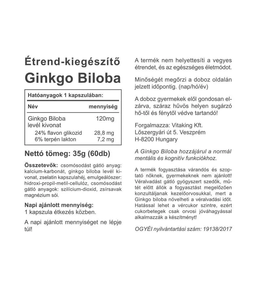 Vitaking - Ginkgo Biloba Forte 120 mg (60 kapsułek) - obrazek 2