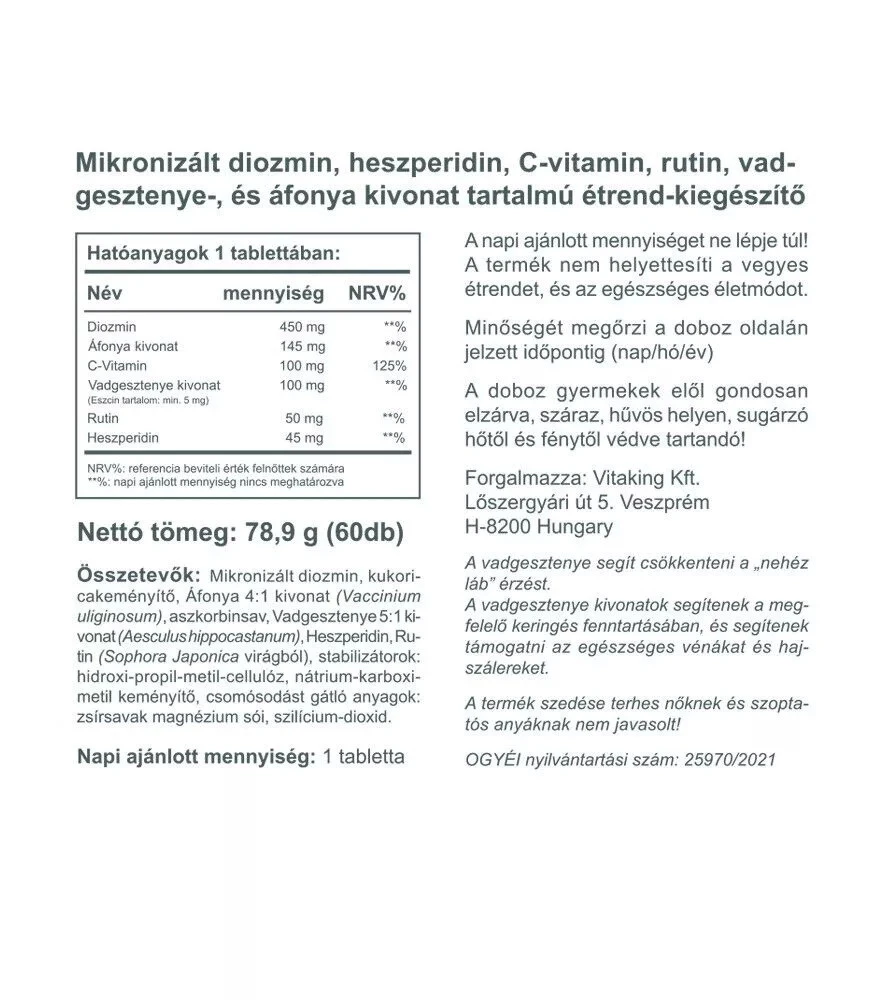 Vitaking - Kompleks Kasztanowca Vitaking (60 tabletek) - obrazek 2