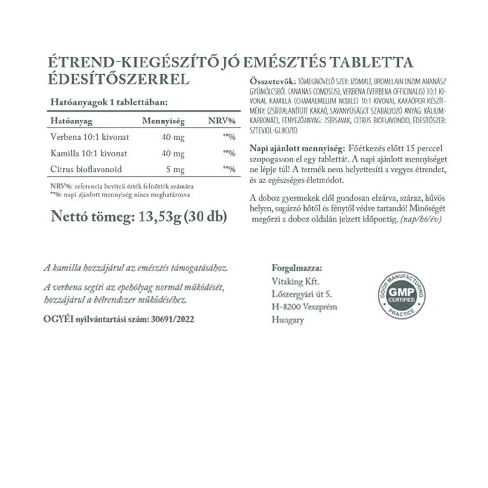 Vitaking - Dobre Trawienie - Ziołowy Kompleks Wspierający Trawienie (30 Tabletek) - obrazek 2