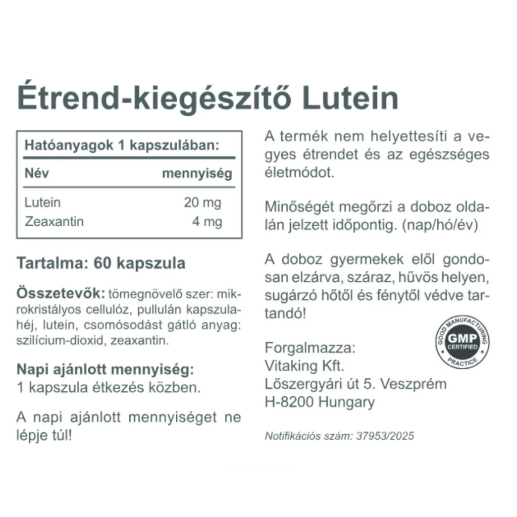 Vitaking - Luteina 20 mg + Zeaksantyna 4 mg (60 kapsułek) - obrazek 2