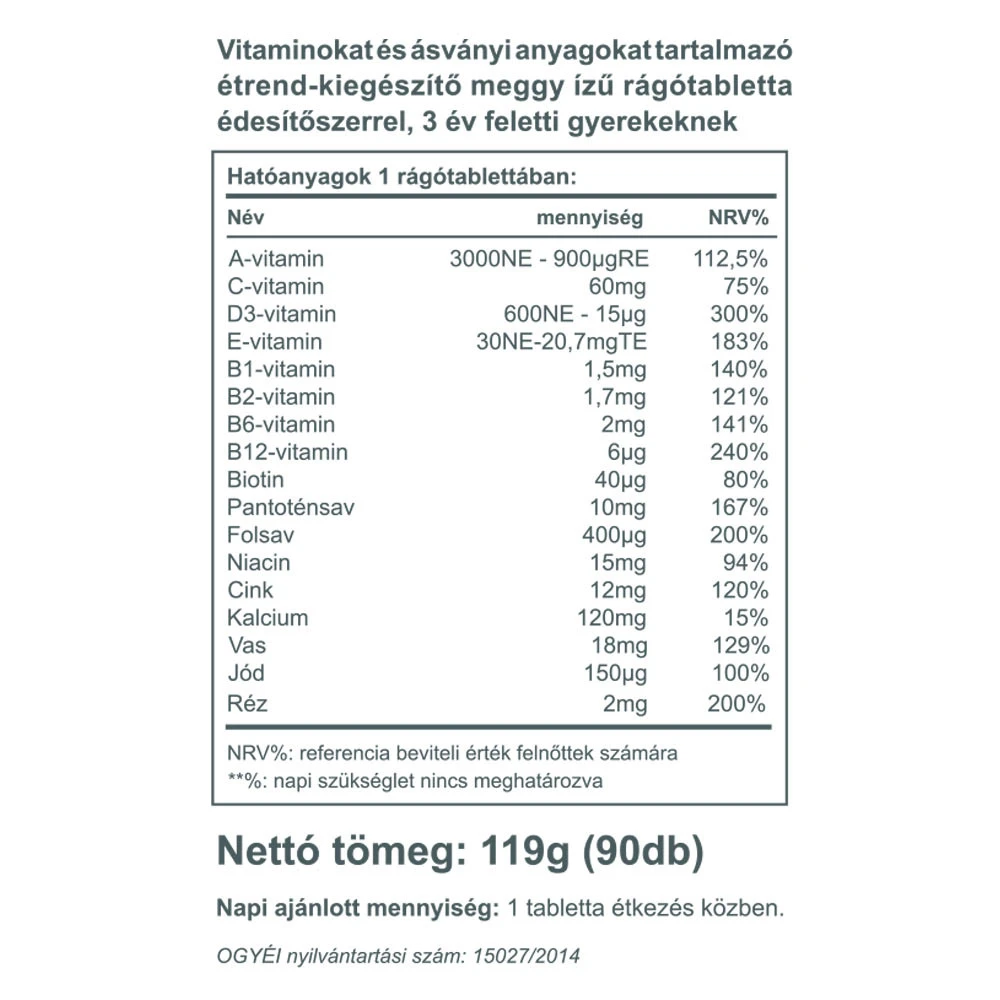 Vitaking - Wielowitaminowy suplement dla dzieci (90 tabletek do żucia) - obrazek 3