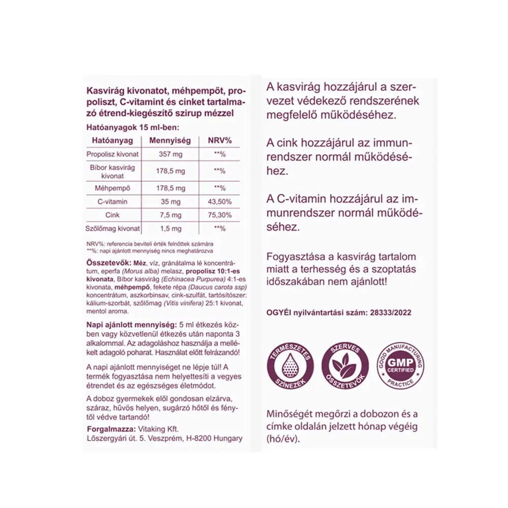 Vitaking - Syrop z propolisem i mleczkiem pszczelim bezalkoholowy (100 ml) - obrazek 2