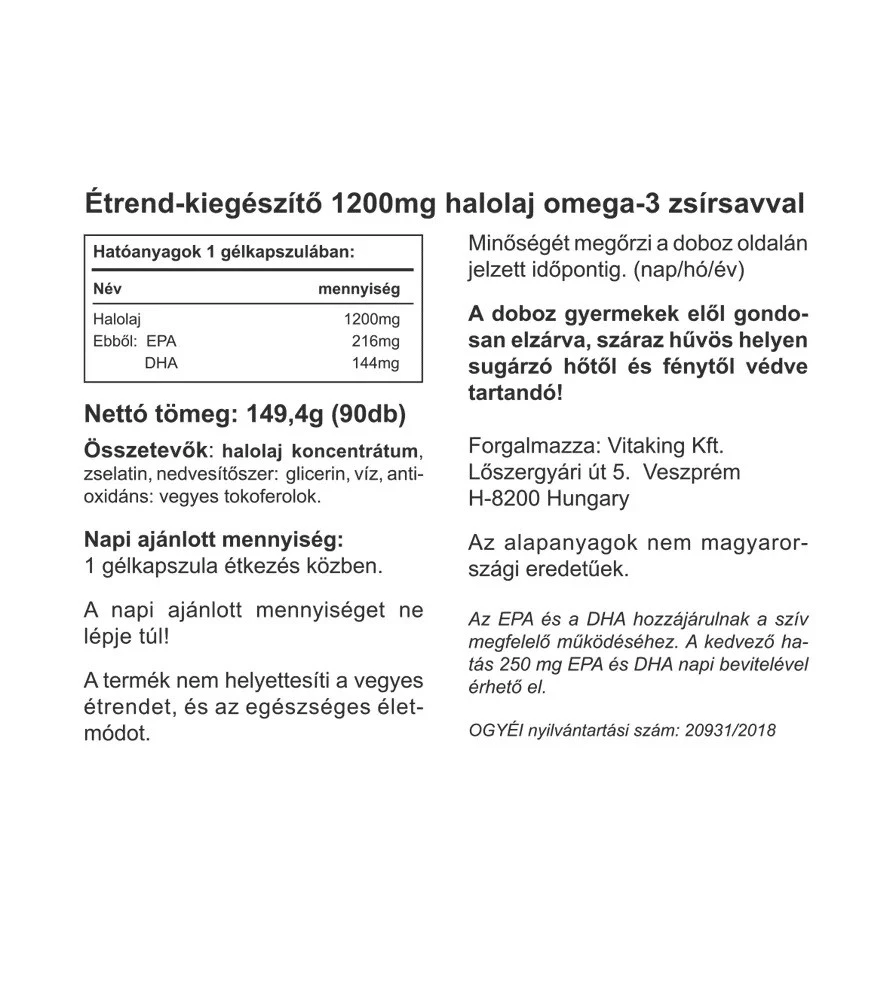 Vitaking - Omega-3 1200 mg (90 kapsułek miękkich) - obrazek 2