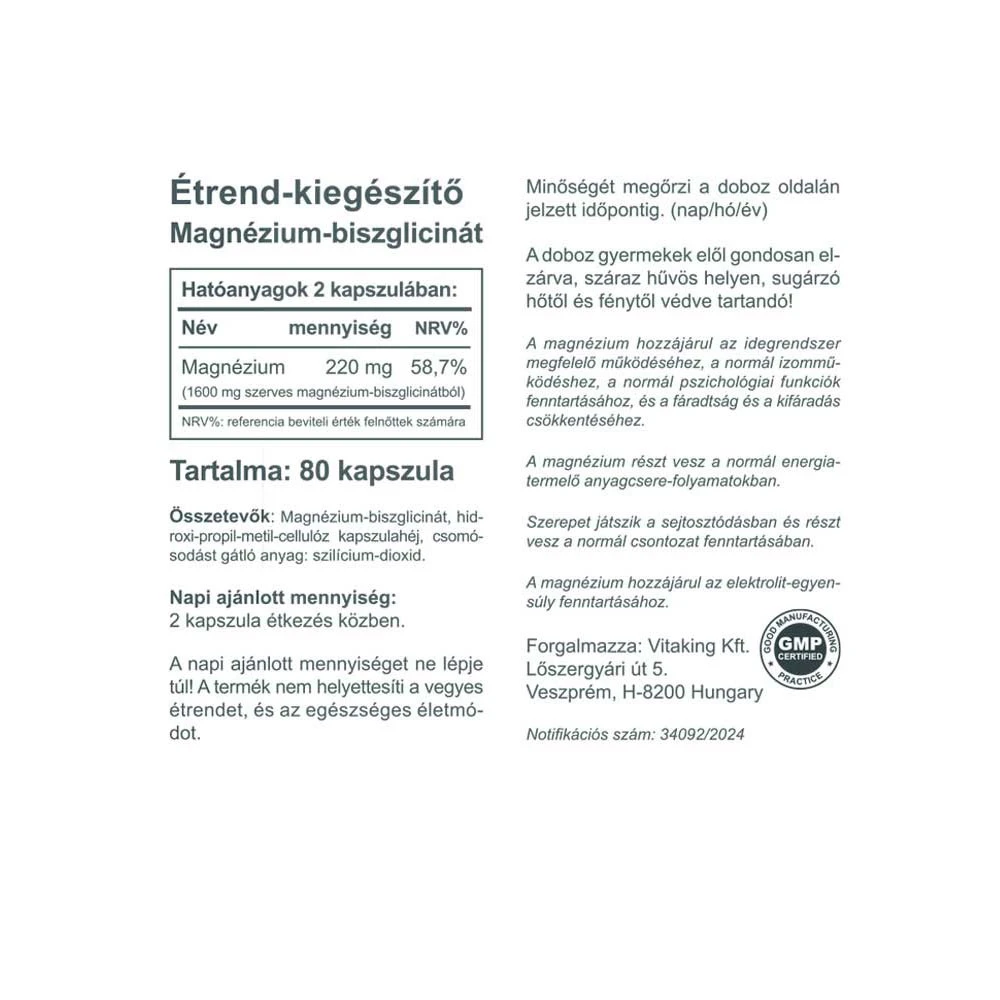 Vitaking - Organiczny Bisglicynian Magnezu (80 Kapsułek) - obrazek 2