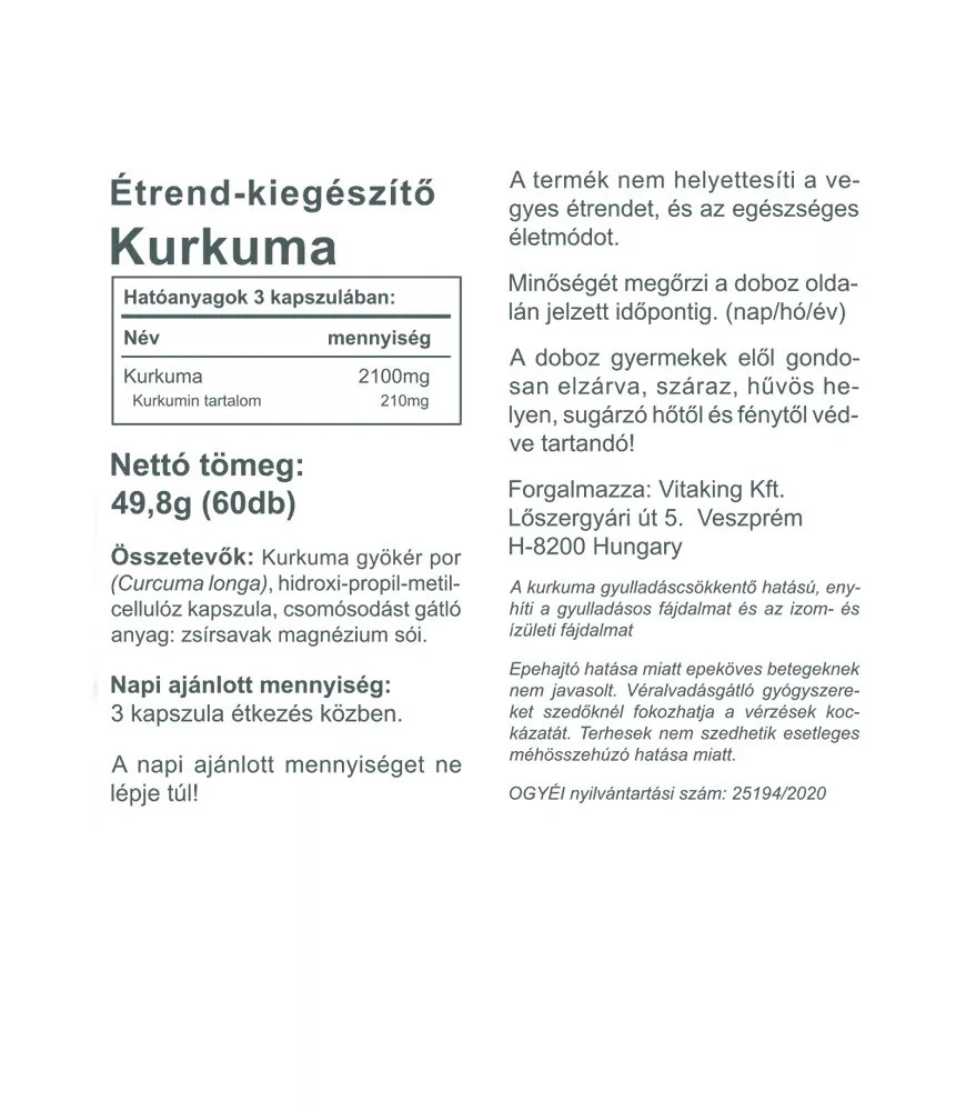 Vitaking - Kurkuma 700 mg (60 kapsułek) - obrazek 2