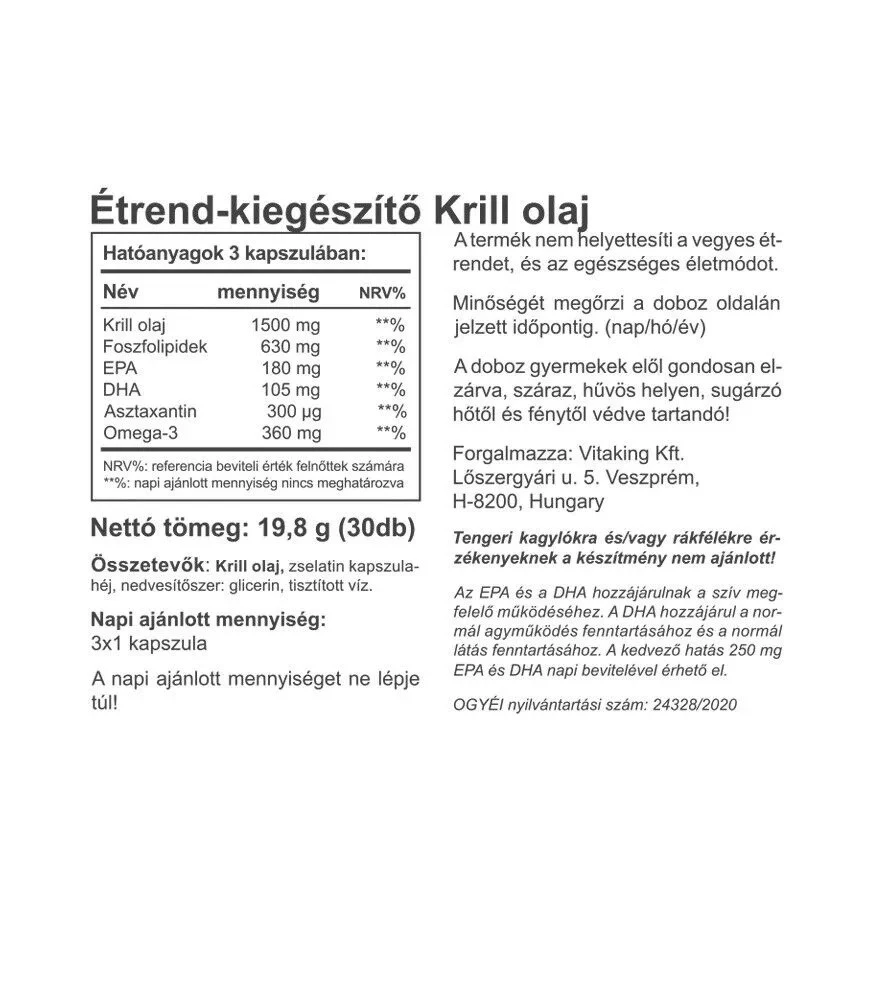 Vitaking - Olej z kryla Vitakrill 500 mg (30 kapsułek miękkich) - obrazek 2