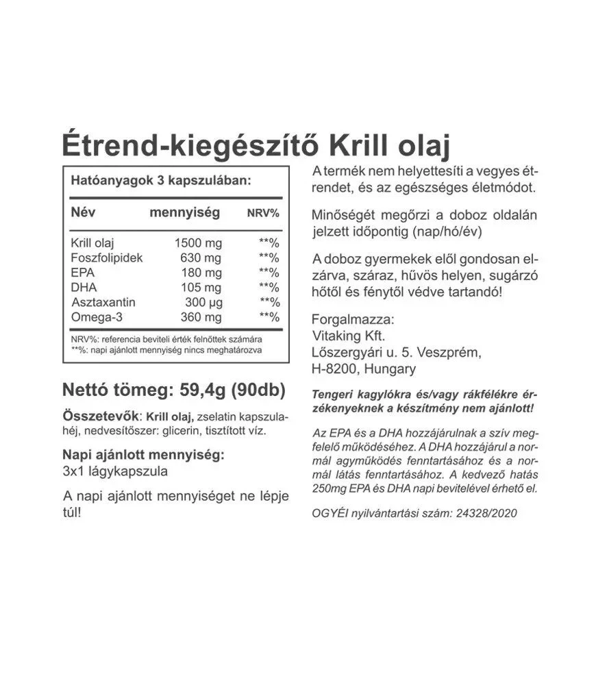 Vitaking - Olej z kryla Vitakrill 500 mg (90 kapsułek miękkich) - obrazek 2