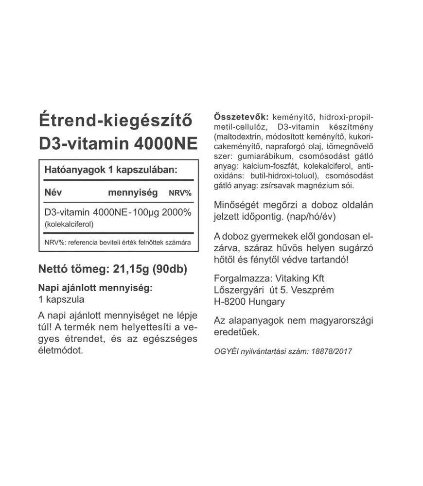 Vitaking - Witamina D-4000 (90 kapsułek) - obrazek 2