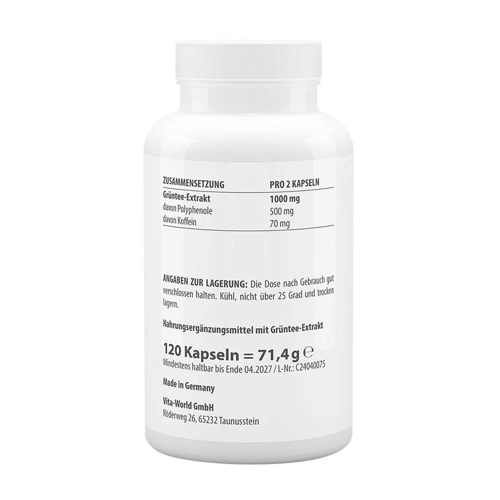 Vitaworld - Ekstrakt z Zielonej Herbaty 500 mg (120 Kapsułek) - obrazek 2
