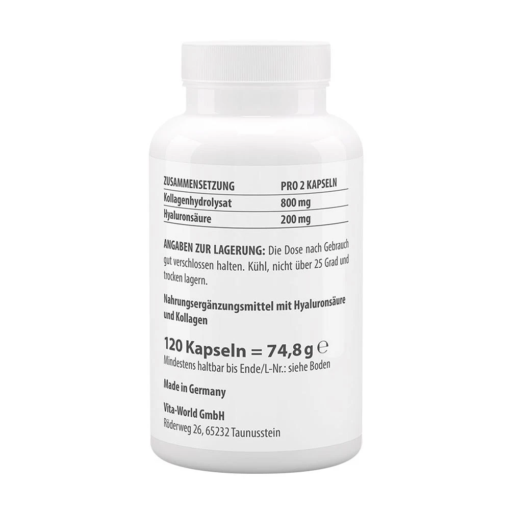 Vitaworld - Kwas hialuronowy 100 + Kolagen 400 (120 kapsułek) - obrazek 2