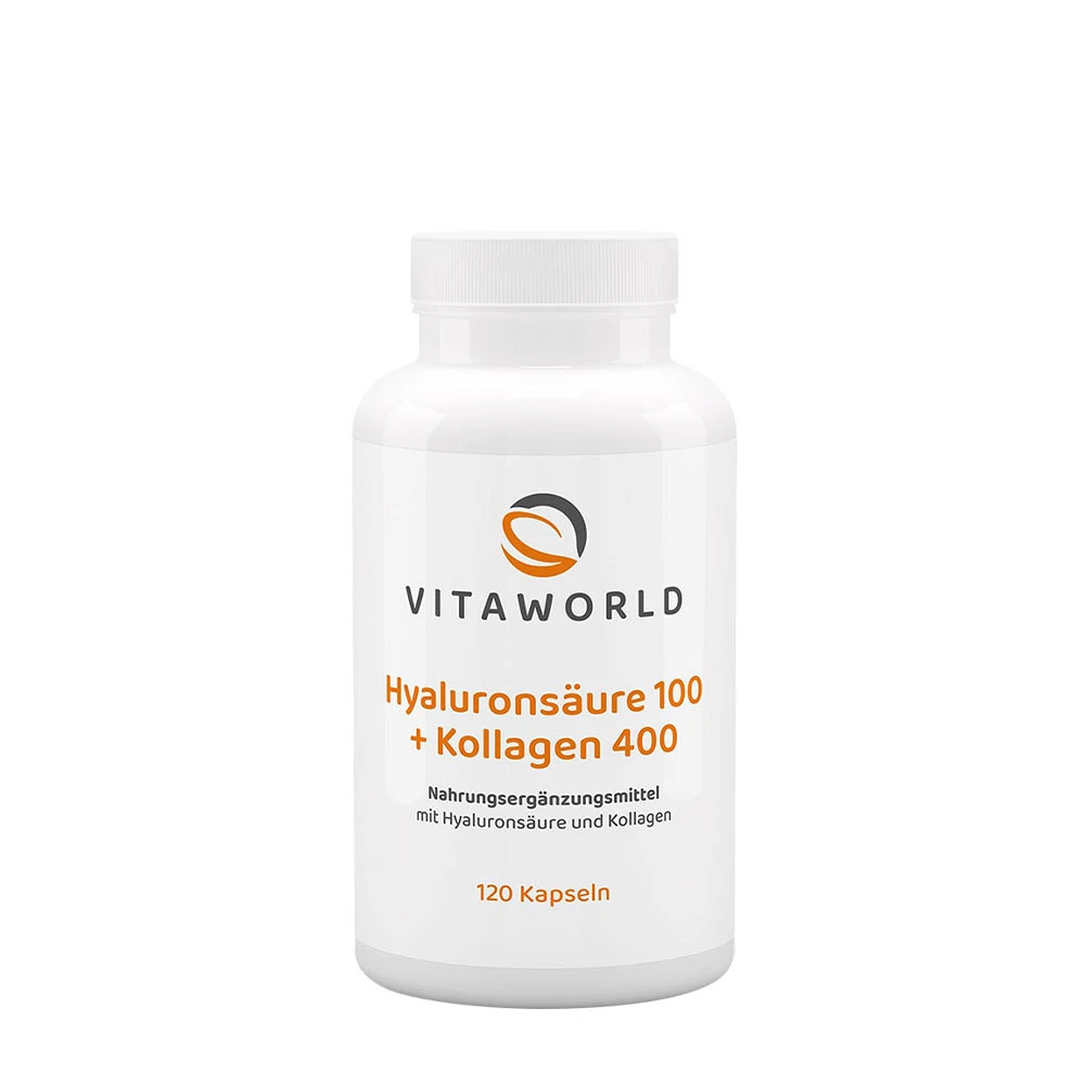 Vitaworld Kwas Hialuronowy 100 + Kolagen 400 (120 kapsułek)