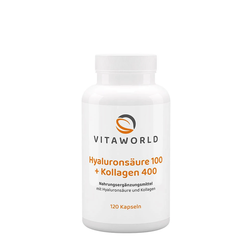 Vitaworld Kwas Hialuronowy 100 + Kolagen 400 (120 kapsułek)
