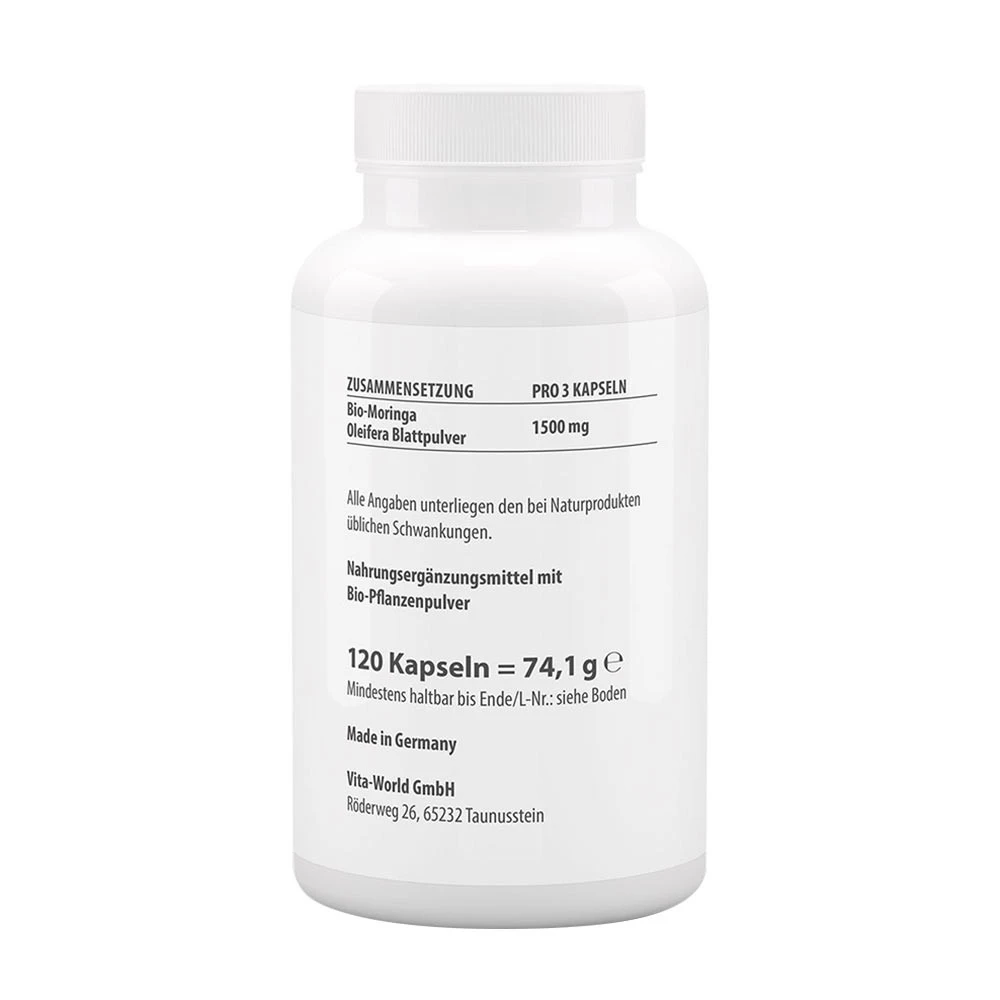 Vitaworld - Moringa Oleifera Organiczna 500 mg (120 kapsułek) - obrazek 2