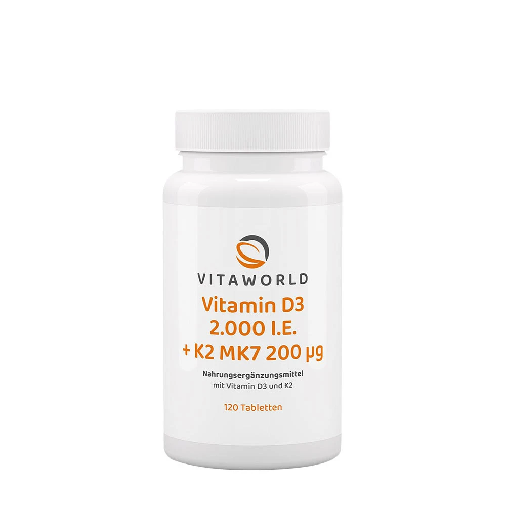 Vitaworld - Witamina D3 2000 IU + K2 MK7 200 mcg (120 tabletek)