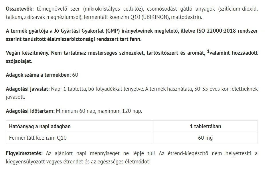 Natur Tanya - Organiczny koenzym Q10 (60 tabletek) - obrazek 2