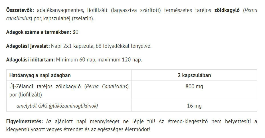 Natur Tanya - Organiczne Zielone Małże (60 Kapsułek) - obrazek 2