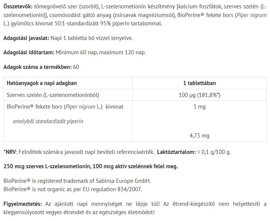 Natur Tanya - Selenium Extra (60 tabletek) - obrazek 2