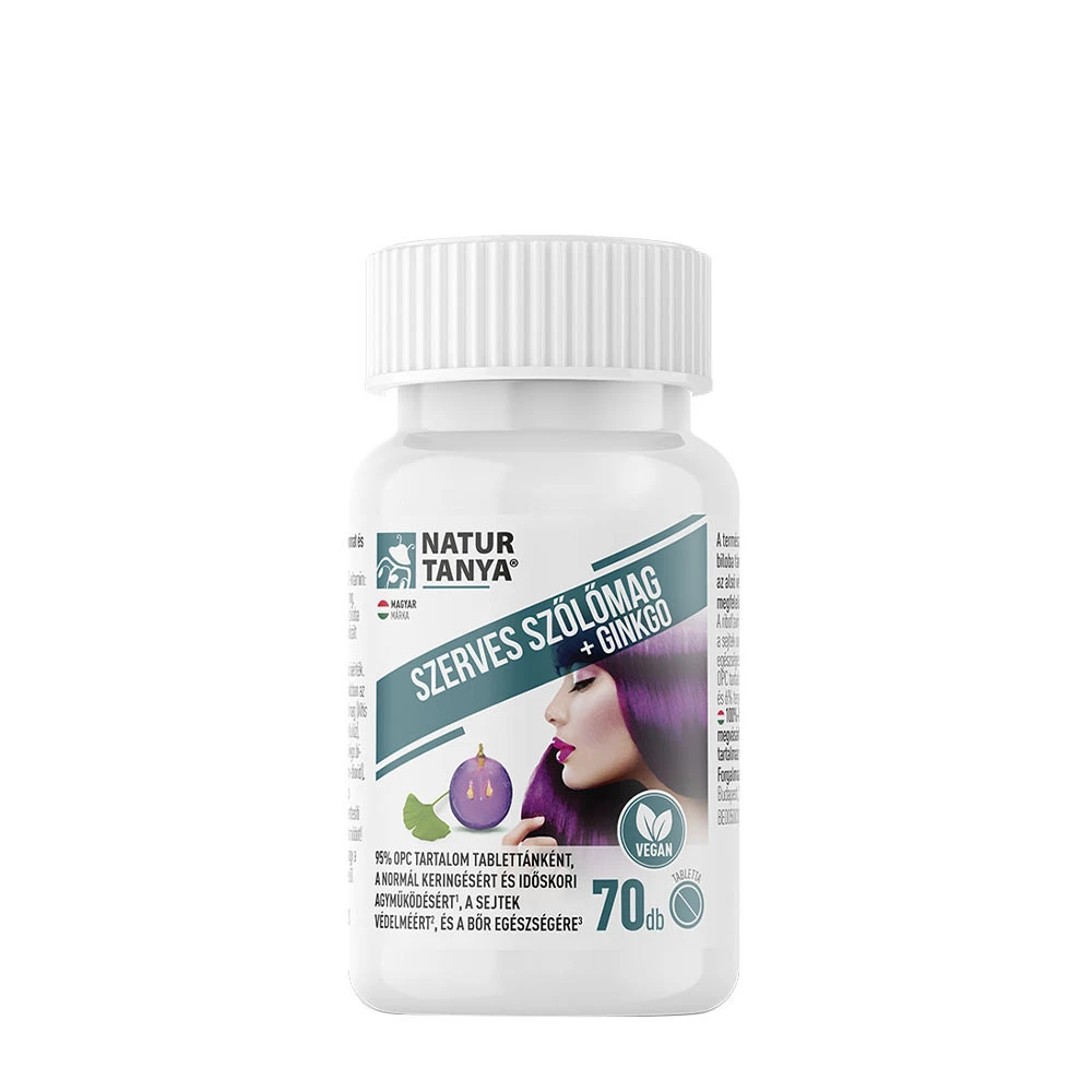 Natur Tanya Organiczne ziarna winogron i Ginkgo Biloba (70 tabletek)