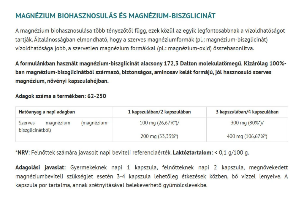 Natur Tanya - Wegański Bisglicynian Magnezu (250 Kapsułek) - obrazek 2