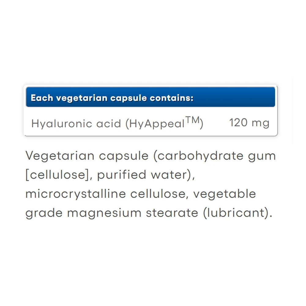 Natural Factors - HyAppeal Wegański Kwas Hialuronowy (60 kapsułek) - obrazek 2
