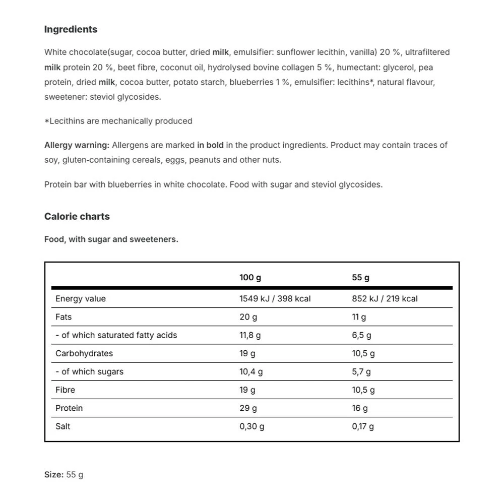 Vilgain - Baton białkowy Vilgain Double Trouble o smaku sernika z jagodami (55 g) - obrazek 2