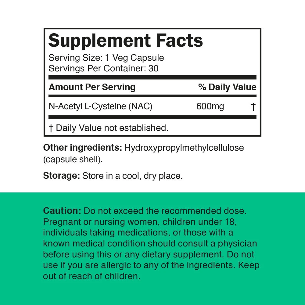 Vitamin360 - NAC 600 mg - N-acetylocysteina (30 kapsułek roślinnych) - obrazek 2